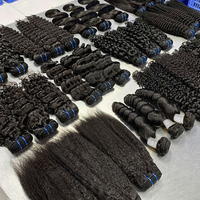 Paquetes de Cabello Humano Crudo Camboyano de Marca Privada, con Cutícula Alineada, Ondulado, 100% Sin Procesar, Venta al Por Mayor