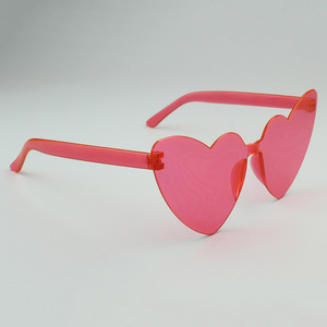 Peach <b>Heart</b> <b>Sunglasses</b> Love <b>Sunglasses</b> Jelly Color Frameless <b>Heart</b> <b>Shaped</b> One-Piece Glasses Dazzling Color Glasses - Product Image 2