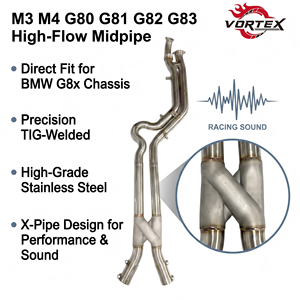 ท่อไอเสียกลาง Vortex SS304 Z-Pipe สำหรับ BMW M2 G87 M3 G80 G81 M4 G82 G83 S58 3.0T รุ่นเพิ่มสมรรถนะสำหรับการแข่งขัน - Product Image 1