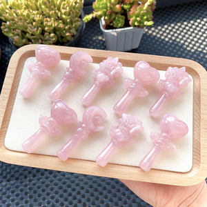 <span class=keywords><strong>Baguette</strong></span> <span class=keywords><strong>magique</strong></span> personnalisée en cristal de quartz rose pierres de guérison en forme de lune cristaux naturels de haute qualité pour cadeau - Product Image 3
