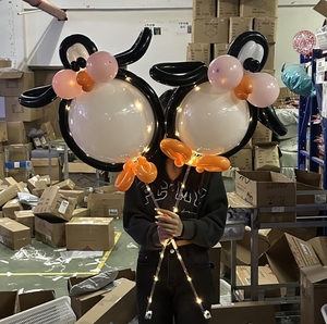 Venta al por mayor Mercado nocturno puestos Net celebridad Dibujos animados niños LED Bobo globo luz transparente con palos