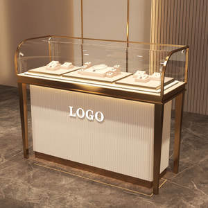 Vitrine de présentation de bijoux en or de luxe avec éclairage LED, comptoir de vente en métal, conçu pour les magasins de bijouterie - Product Image 5