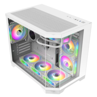 Gabinete para PC Gaming con Panel de Vidrio para Pecera, Torres y Cajas de Computadora, Gabinete MATX para Juegos con 3 Lados de Vidrio Templado