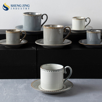 Fabriqué à la main multicolore Heitu Chunhu Baijun ensemble en céramique-bols, assiettes, soucoupes tasse-noir brun blanc glaçure en gros