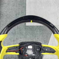 Volant sport en cuir et fibre de carbone YZ Custom LED Top Stripe Flat Bottom Horn Grip pour Miura Huracan Murcielago Gallardo