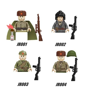 JR001-004 Mini-Militärfiguren Bausteine sowjetisches Gewehr Panzersoldaten Soldaten Gewehre Waffen Armee Bausteinspielzeug