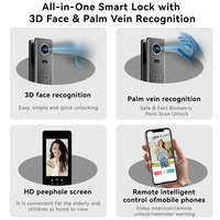 Cerradura Inteligente Impermeable IP65 con WiFi, Reconocimiento Facial 3D, Acceso con Llave/Tarjeta, Videoportero con Pantalla Grande para Puertas de Madera/Acero con Almacenamiento en la Nube