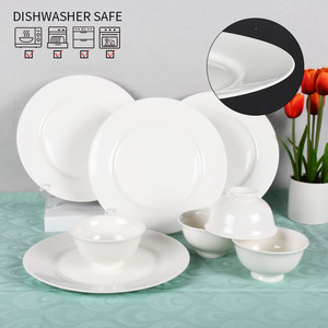 Professional Hotel-Grade Bone China Tableware <b>Set</b> 12pcs Translucent White Plate Lead-Free <b>Microwave</b> Safe Perfect Dinnerware Bulk - Product Image 5