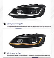 Phares avant en matériau PC Les Vision pour Polo 2011-2018 ; Phares projecteurs LED modifiés avec clignotants