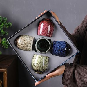 Wholesale Japanese Style Ceramic Clay Tea <b>Cups</b> <b>Sets</b> Gift Box Packaging 180ml 5 <b>Cups</b> in a Box - Product Image 2
