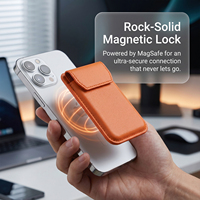 Portefeuille minimaliste en cuir PU magnétique avec support réglable pour bureau ; Parfait pour les voyages et le streaming mains libres
