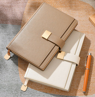 Libreta A5 de Cuero PU con Impresión Personalizada, Entrega Rápida, Planificador de Negocios con Lazo para Bolígrafo, Logotipo Grabado, Hebilla Metálica Cuadrada Magnética