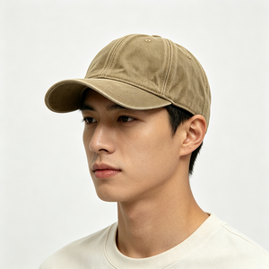 Casquette de baseball non structurée en coton délavé style vintage avec visière courbée, broderie personnalisée en relief pour hommes et femmes, usage quotidien - Product Image 1