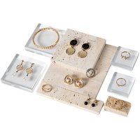 Présentoir en acrylique beige pour bijoux et boucles d'oreilles, plateau de présentation, étuis et présentoirs, base de prise de vue de bureau