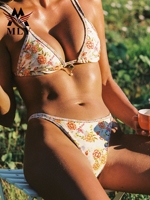 Robes de plage à imprimé floral MLY pour femmes, maillots de bain, string, fabricant en gros, ensemble de bikini 2 pièces personnalisé pour femmes