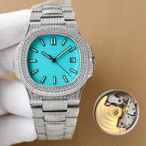 Montre pour homme en moissanite bleu glace ultra-fine, diamant artificiel, design de luxe personnalisé - Product Image 1