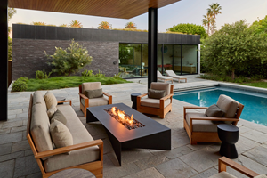 Corten Steel Gas Outdoor Fireplace <b>Fire</b> Pit Outdoor Gas <b>Fire</b> Pit - Product Image 6