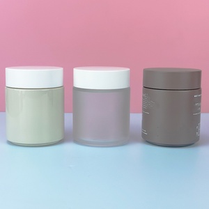 20g 200g 100ml Frosted Black White Glass Skin Face Cream Lip Balm Body Butter Jar Glass Cosmetic <b>Containers</b> Jars for Skincare - Product Image 2