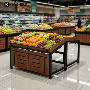 Étagère de présentation de fruits en MDF métallique double face, à plusieurs niveaux, pour épicerie, produits frais, supermarché - Product Image 6