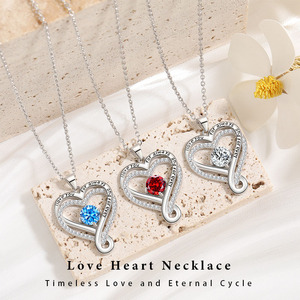 Collana con Ciondolo a Cuore Infinito Placcato Oro Bianco, Incisione 'Ti Amo per Sempre', Zirconi Multicolore, Regalo per Donne - Product Image 1