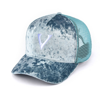 Gorras de Terciopelo de 5 Paneles de Alta Calidad, Gorra de Béisbol de Malla de Terciopelo con Logotipo Personalizado para Mujer