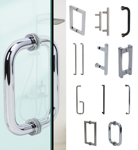 Đánh bóng mịn thép không gỉ tắm không khung cửa kính Xử lý mở rộng chiều dài trượt cửa kính xử lý - Product Image 2