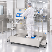 Station d'hygiène pour le personnel des usines alimentaires avec machine de nettoyage des semelles de chaussures et système d'entrée en salle blanche