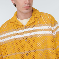 Logo d'été personnalisé en coton tricot à manches courtes boutonné hommes tricots de luxe doux haut tricoté chemises au crochet