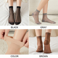 Chaussettes de cheville transparentes brillantes de luxe, ultra-fines, en Spandex/Nylon, élégantes, antidérapantes, douces, respirantes, tricotées pour femmes