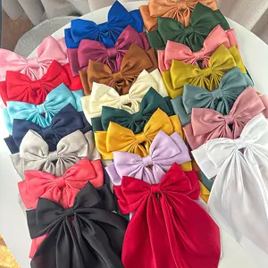 Ready to ship 31 COLORS long satin butterfly hair clips head clip hair bows accessories