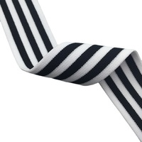 Bande élastique en caoutchouc rayée noir et blanc en polyester haute élasticité, idéale pour les ceintures de pantalons de sport – Vente en gros
