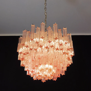 Splendido <span class=keywords><strong>Lampadario</strong></span> Vintage Grande in Vetro di Murano <span class=keywords><strong>Rosa</strong></span> con Prismi - Product Image 6