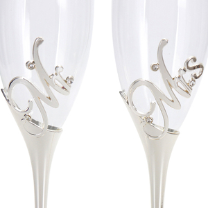 Роскошные господин и госпожа. Набор из 2 фужеров для шампанского на свадьбу, металлические бокалы для вина, с индивидуальной брендированной подарочной упаковкой - Product Image 4