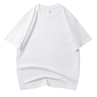 210g 100% katoenen gebreide O-hals effen casual zomer T-shirt voor heren & dames, korte mouw, anti-pilling, loose fit
