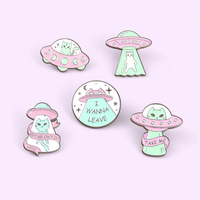 Mode créatif Alien chat vaisseau spatial alliage broche dessin animé chat sac à dos Badge personnalité tout match sac à dos vêtements accessoires