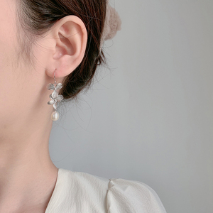 KAMMY-Boucles d'Oreilles en Argent 7.5, Double Fleur, Perle d'Eau Douce, Bijoux Hypoallergéniques, 7-925mm - Product Image 6