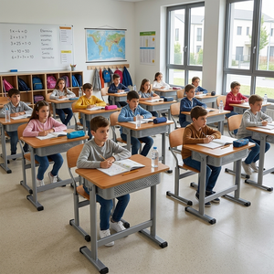 Conjunto de Escritorio y Silla Escolar Modernos de Metal con Altura Ajustable para Estudiantes ST-0404 Escritorio y Silla para Estudiantes ST-0404 - Product Image 3