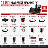 Presse à chaud multifonction 15 en 1 pour T-shirts, mugs, casquettes, assiettes, sublimation et transfert thermique