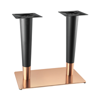Base de table moderne à double piétement – Pieds de table en acier inoxydable noir et plaqué or rose pour restaurants et cafés