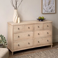Buffet moderne personnalisé en bois massif naturel avec 8 tiroirs, commode laquée en MDF, design plat en bois massif, armoire d'entrée