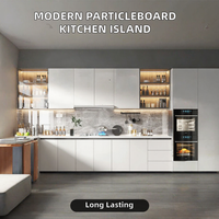 Îlot de cuisine moderne en aggloméré avec comptoirs et évier en marbre artificiel pour projets hôteliers, d'appartements et de villas