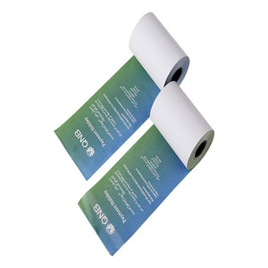 Cuộn hóa đơn nhiệt 80mm cho máy tính tiền một lớp giấy <span class=keywords><strong>ATM</strong></span> 80x80 màu đơn và in logo màu gradient - Product Image 2