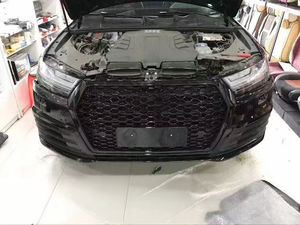 Rejilla delantera RSQ7 Style Aftermarket Grille para 16-19 Audi Q7 4M | Rejilla de coche de malla negra brillante | Autopartes Dropshipping con FedEx - Product Image 6