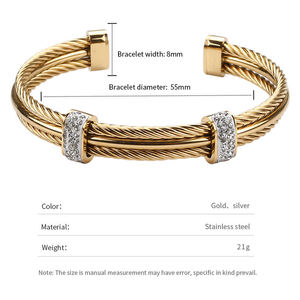 Pulsera Trenzada Simple en Oferta para Hombre y Mujer, Joyería Popular Hecha de Acero Inoxidable con Diamantes y Perlas - Product Image 2