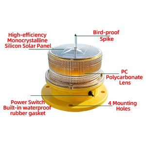 Pequeñas luces LED solares IP65 de alta intensidad para boyas y balizas de navegación, ideales para marcas laterales/de inundación/de puente/de silbato/de costa - Product Image 3