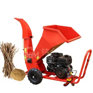 15HP Small Tree Branch Shredder Drum Wood Chipper Start Gas Engine Wood Chipper Shredder Garden Waste Wood Sawdust Machine