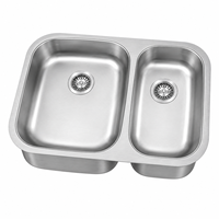 Évier de cuisine double à deux trous en acier inoxydable 304, fabrication industrielle, finition brossée, pour montage sous plan, calibre 16/18, OEM
