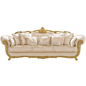 Set Sofa Ruang Tamu Warna Barok Perancis Mewah Furnitur Ruang Tamu Eropa Istana Kerajaan Sofa Kain Ukiran Tangan - Product Image 1