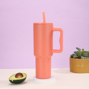 Gobelet isotherme en acier inoxydable tendance de 40 oz, grande capacité, imperméable, <span class=keywords><strong>mug</strong></span> à café de voyage avec poignée et paille - Product Image 5