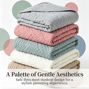 Cape de bain multi-coton pour bébé, châle en gaze respirant, couverture légère et thermique pour nouveau-né, protection solaire pour poussette, sûr pour la peau à la maison - Product Image 2
